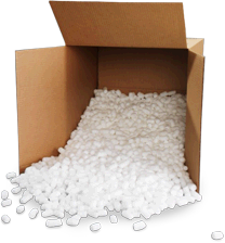 Open box with packing peanuts spilling out