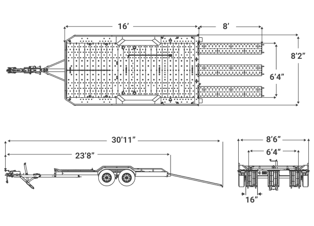 Toy Hauler - 16ft Flatbed Utility Trailer