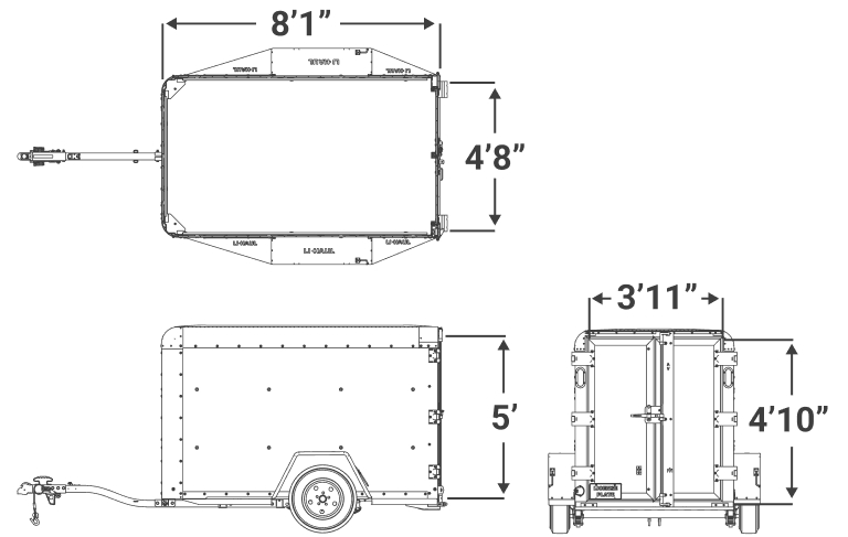 Remolque de carga de 5 ft x 8 ft