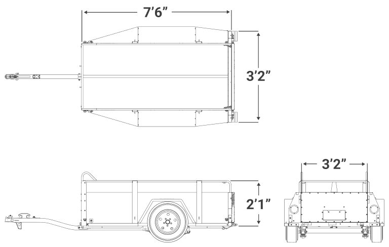 Remolque utilitario de 4 ft x 7 ft
