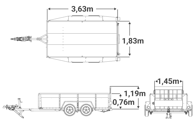 Remorque ouverte de 6 pi x 12 pi avec rampe