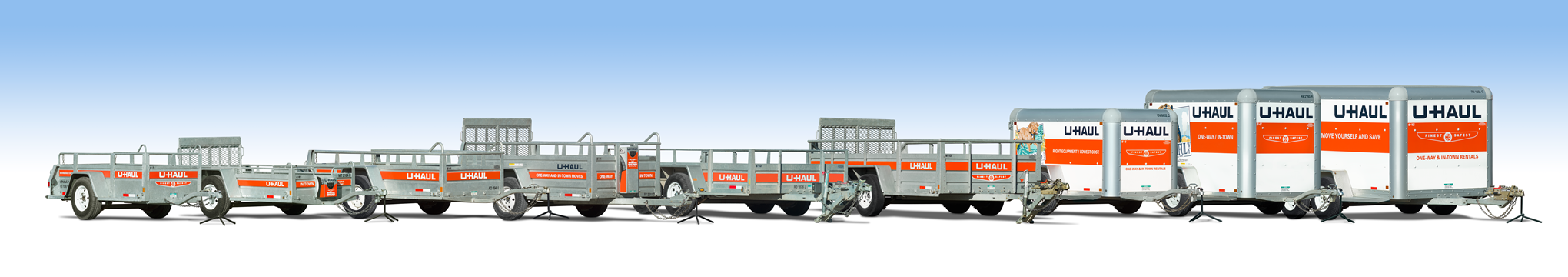 Lineup of U-Haul Trailers