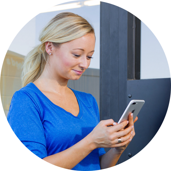 Woman viewing a mobile device