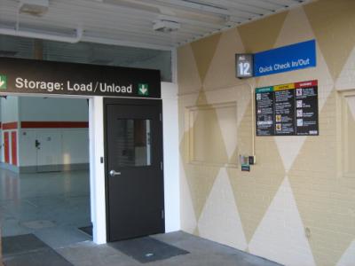Covered loading and unloading area makes moving into our secure storage rooms easy
