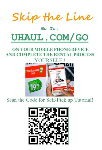 Move when you want! Skip the line and go to uhaul.com/go to rent and return your truck with your mobile device! 