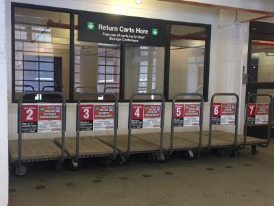 Courtesy carts are available to utilize while loading and unloading items to your space.