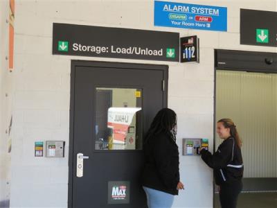Running late?!?! 

No worries you can access your unit from 5:00 am to 10:00 pm 7 Days A Week with just a swipe of your card. Our doors are  electronically controlled with your choice of either business hour access or 24-hour access also available. 
All activities are digitally recorded to aid in the prosecution of any crimes against this facility, our employee's our patron's or their property.

