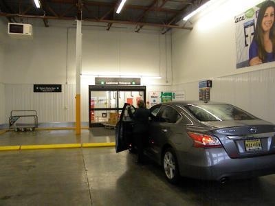 Pull inside our covered load/ unload area (with trucks 10' or smaller) and keep you and your items out of the weather! Please be responsible and turn off you car while inside the load/unload area.