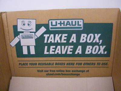 Long before sustainability was a common term U-Haul was a true leader going back to the our very beginnings. One very small example is our Take a Box, Leave a Box program. If there are boxes in the container, they are free!. Before you throw your boxes away (usable only please) to go to a landfill, consider dropping them off at our facility. Help future generations to continue the tradition of re-using, re-cycling, re-purposing.....and thanks from all of us at U-Haul.  